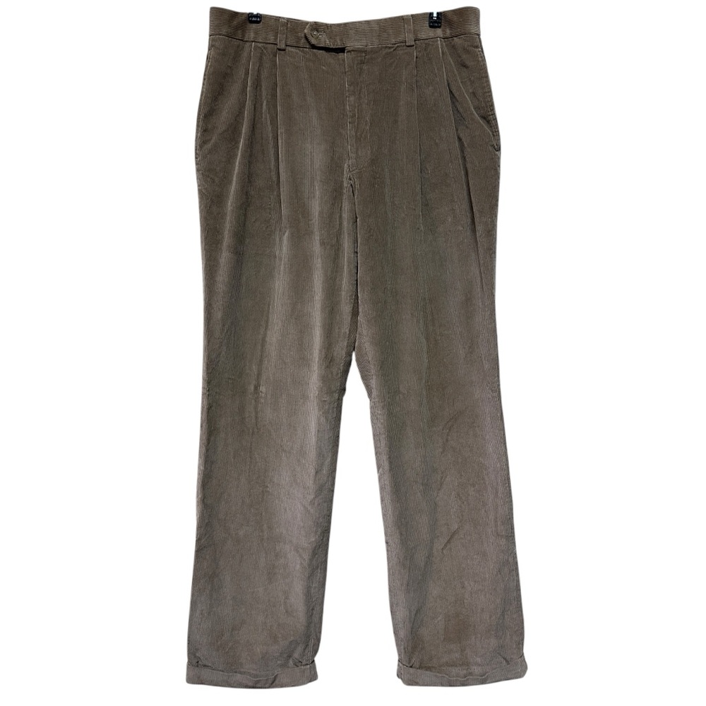 Haspel Men's Tan Corduroy Pants Slant Front Pockets Cuffed Bottoms 34W x 34L